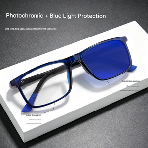 Gafas con Logotipo Personalizado 2026, Montura Cuadrada Completa, Anti Luz Azul, para Hombre y Mujer, Montura TR90, Lentes Fotocromáticas Azules - Product Image 1