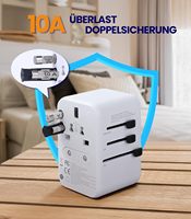 Adaptor Perjalanan Tembaga Universal untuk Seluruh Dunia, Adaptor Soket Internasional 6 Outlet 2 Port untuk Eropa, AS, Australia, Jepang