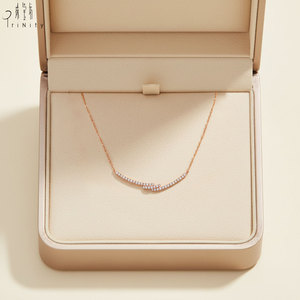 Joyería fina de alta calidad con elegante forma curva, venta al por mayor, collar con colgante curvo de oro macizo de 18 quilates con diamante natural real para mujer, regalo. - Product Image 4