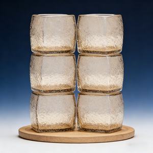 Juego de 6 Vasos de Vidrio Soplado a Mano con Textura Craquelada, Estilo Étnico, de Túnez |   KALYS - Product Image 6