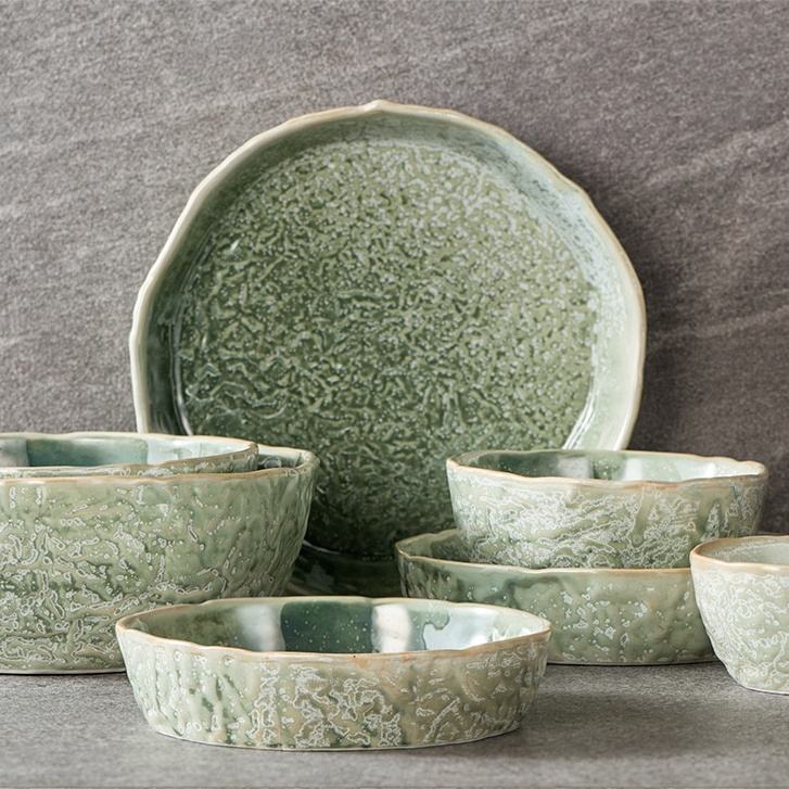 Green Crockery Elegant Dinnerware for Home Restaurants
