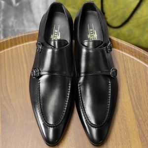 Classic Men's Business Leather Shoes with Thick Soles and Elevated <b>Heels</b> Trendy <b>Red</b>-Soled Men's New Style Shoes - Product Image 1