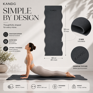 Tapis de <span class=keywords><strong>yoga</strong></span> imperméable épais de 5 mm avec sangle de transport en PU pour la maison et la salle de sport - Tapis d'exercice antidérapant pour entraînement à domicile, étirements, Pilates, aérobic - Product Image 1