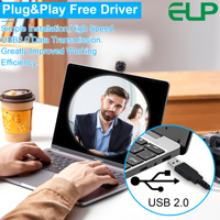 ELP 1080P H.264 Iluminación baja Lente ojo de pez de 180 grados 0,01 Lux IMX323 Módulo de cámara USB para monitoreo de seguridad en el hogar, PC, Pi