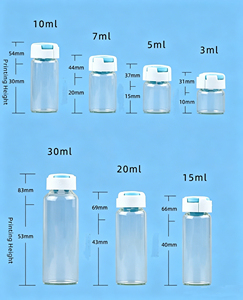 3ml 5ml 7ml 10ml 15ml 20ml 30mlHigh Borosilicate glass vial <b>Bottle</b> With colorful Plastic lid And <b>Stopper</b> For freeze dried powder - Product Image 5