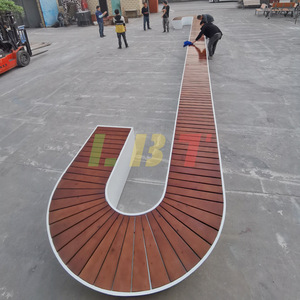 Silla de Fibra de Vidrio y Bambú Lbt 4541, Banco Personalizado para Exteriores, para Parques y Espacios Verdes, Diseño Moderno y Simple, Duradero - Product Image 3
