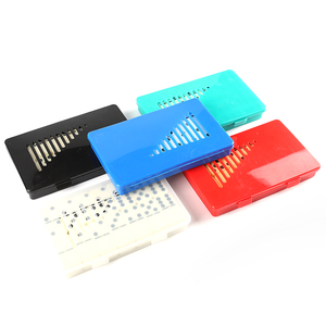 Juego de dominó de plástico blanco marfil doble seis con caja de plástico de punto negro giratorio central - Product Image 4