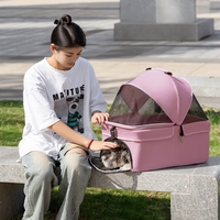 Poussette pliable respirante et légère pour petits animaux - Transporteur de voyage portable avec nacelle amovible et poignée réglable