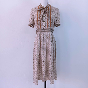 Vestido Midi <span class=keywords><strong>Vintage</strong></span> Personalizado con Cuello de Lazo para Mujer, Vestidos para Fiesta en el Jardín - Product Image 3