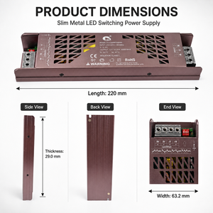 Fuente de Alimentación Conmutada LED Slim de 12V 200W 16.7A IP20, Controlador Metálico AC 198-242V OEM ODM para Iluminación LED - Product Image 2