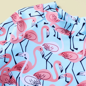 Vêtements de protection <span class=keywords><strong>UV</strong></span> pour bébé, hauts à manches longues imprimés flamant rose pour fille, bas à volants, maillot de bain personnalisé, maillots de bain pour enfants, bikinis, vêtements de plage - Product Image 3
