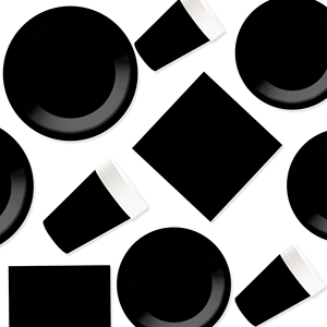 DAMAI Solid Color Party Supplies Black Party Tableware Sets <b>Disposable</b> Dinnerware Sets 7 Inch 9 Inch Plates Paper Cups Napkins - Product Image 2