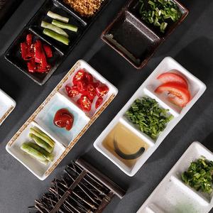 Mini vassoio da portata rettangolare a 3 scomparti in ceramica bianca spezie divise aceto noci Snack piatti per salsa per la casa - Product Image 2