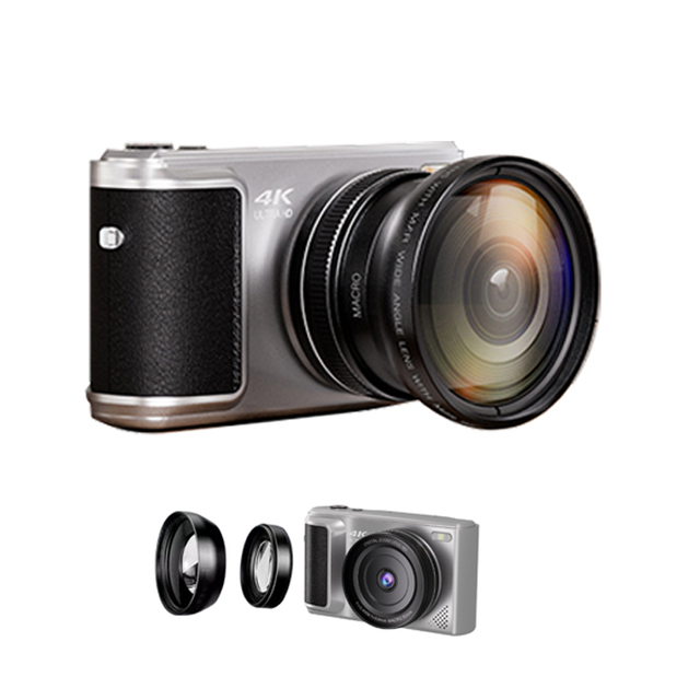 Professional OEM 1500mAh 16X Zoom 128Gb 64MP Mirrorless Digital Camera HD 2.8 Dual Screen Retro 1080p 4K Silver White SD Card