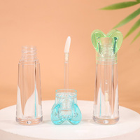 Tube de brillant à lèvres vide de 6 ml avec bouchon en forme de cœur, conteneur conique transparent en plastique pour huile à lèvres, emballage cosmétique personnalisé pour brillant à lèvres