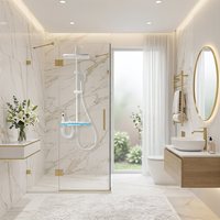 Système de douche intelligent en alliage d'aluminium moderne avec affichage numérique, touches piano et cascade, et affichage LED de la température