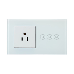 Tuya <span class=keywords><strong>wifi</strong></span> thông minh chuyển đổi ánh sáng 3 băng đảng nút cảm ứng chúng tôi tiêu chuẩn cắm 147 tường chuyển đổi ổ cắm ứng dụng bằng giọng nói điều khiển từ xa - Product Image 2