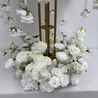 SMOOTH élégant mariage artificielle grande roue soie fleur blanche rangée coureur pièce maîtresse pour mariage