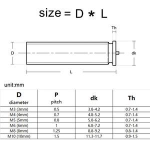 Vis de soudage par points M3 M4 M5 M6 M8 M10 en acier inoxydable 304 A2-70 GB902.3, boulon <span class=keywords><strong>à</strong></span> point de soudure métrique - Product Image 6