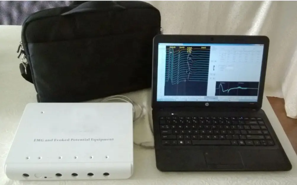 Prognoz değerlendirme için 2 kanallı EMG makinesi elektromiyografi/taşınabilir Emg cihazı, elektrofizyolojik yardımlar