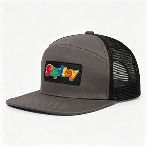 Gorra Trucker con Visera Curva, Gorras Trucker de Malla Negras Personalizadas, Gorras Trucker de Malla de 6 Paneles - Product Image 3