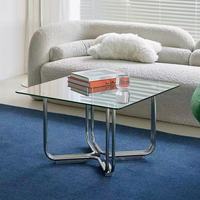 Ensemble de tables basses gigognes Bauhaus Mid-Century avec plateau en verre et rangement pour salon