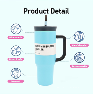 Mới 2 trong 1 rơm uống 40 oz ly ngoài trời phiêu lưu cá nhân logo rò rỉ bằng chứng nắp kim loại 40 oz Cốc Cốc có tay cầm - Product Image 2