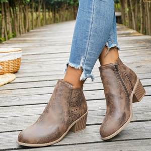 <span class=keywords><strong>Bottes</strong></span> Chelsea tendance pour femme, collection automne-hiver 2026, à bout pointu ajouré, coupe basse, talon carré, fermeture éclair latérale, doublure <span class=keywords><strong>en</strong></span> similicuir - Product Image 4