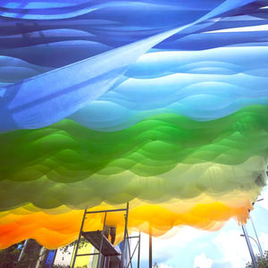 Nuovo Arrivo Tenda a Vela Ondulata Effetto Vento per Soffitto, Parasole per Ristoranti, Case Vacanza, Aree Panoramiche, Terrazze, Colore Arcobaleno, Effetto Onda d'Acqua - Product Image 6