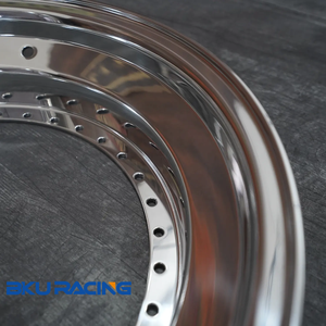 Lèvre de roue 3 pièces pour <span class=keywords><strong>BBS</strong></span> <span class=keywords><strong>RS2</strong></span> 17 à 18 pouces 16 32 trous Jante de roue 3 pièces polie à double marche lèvre extérieure en alliage 6061-T6 - Product Image 5