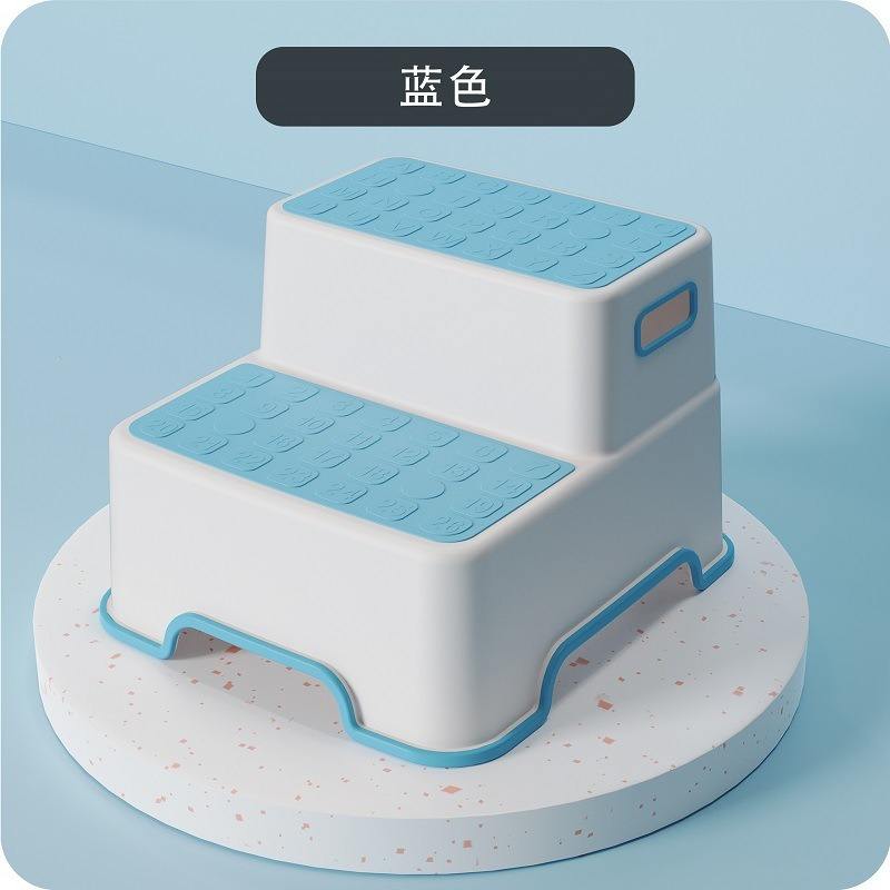 Blue double-layer footstool