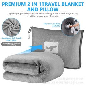 Custom Travel Airplane Bag Nap Shawl Cover Blanket with Buckle Flannel Foldable Casual Double-sided Fleece Storage Blan Blanket - Product Image 5