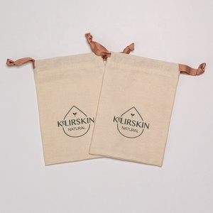 Sacs en coton lin avec logo personnalisé pochette imprimée sacs à cordon cadeau mini pochette à cordon en coton - Product Image 6