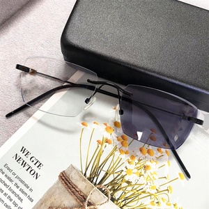 Lentilles photochromiques métal rectangle or noir argent sans cadre lunettes <span class=keywords><strong>antireflet</strong></span> anti lumière bleue femmes 2024 lunettes photogray - Product Image 3
