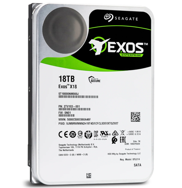 18TB Exos ST18000NM000J 7200 RPM 6Gb 512e 4Kn 256MB 3.5" Enterprise Hard Drive Enterprise Storage Drive