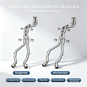 Tubo de escape de acero inoxidable Boska de ajuste directo de 2.5 pulgadas con longitud igualada para BMW M3/M4 F80/F82 S55 3.0T 2014-2019 con resonador - Product Image 1