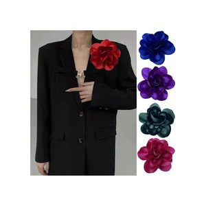 French 14cm Large Floral Brooch Satin Fabric Handmade Dress Accessories Suit sweater Coat Flower Brooch