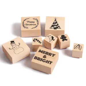 Wooden Handle Custom Hot Sale Office Embossing Logo Wood Rubber Stamp Name Kids Wood Stamp Set/