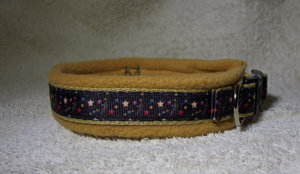Collier pour chien en velours personnalisé, motif uni, réglable avec étoiles, choix de couleurs de doublure - Product Image 4
