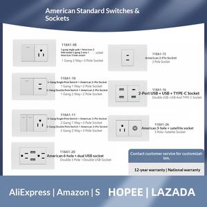 <span class=keywords><strong>Prise</strong></span> électrique standard américaine 16A 110V avec USB et interrupteur tactile, anti-effraction pour usage domestique et commercial - Product Image 5