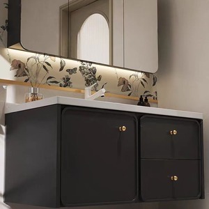 New Smart Modern Retro Bathroom <b>Vanity</b> Cabinet with Ceramic Basin Water Resistant MDF Lacquer Finish LED Touch Illuminate <b>Mirror</b> - Product Image 4