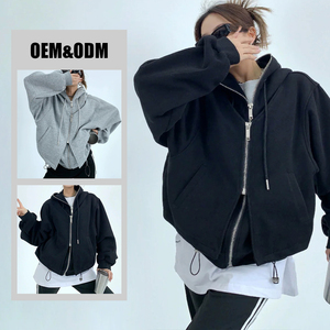 Tùy Chỉnh Đường Phố Lớp Đầy Đủ Zip up Áo 100% Cotton Pháp Terry Đôi Dây Kéo Áo Unisex Dày Thoải Mái Phong Cách - Product Image 3