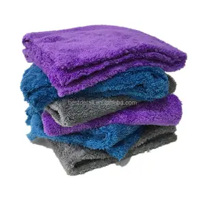 Chiffon de nettoyage doux violet de 8 couleurs, peluche 16x16, 350 gsm, serviette de polissage et de lavage pour voiture, en microfibre sans cadre