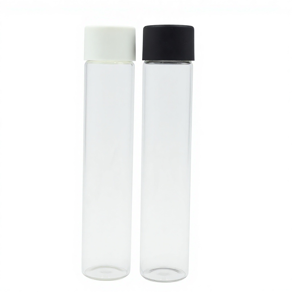 25*115mm Factory Price Childproof OEM Branding Child Resistant Glass Tube With White Cap Tube Pre Packaging Tube For Smoking
