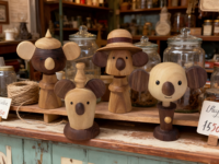 Figurines de kangourou et de koala en bois sculpté personnalisées, écologiques, très vendues, jouets, cadeaux, souvenirs, directement de l'usine