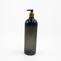 Bouteilles de shampooing rondes en PET noir de 1L avec pompe pulvérisatrice pour sérum et lotion de soin de la peau, bouteille de gel douche avec pompe filetée 28/410