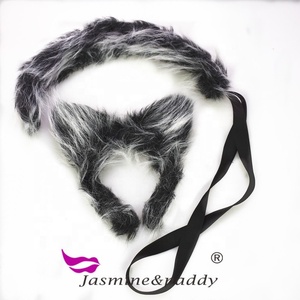 Manwu Usine Mignon Gris <span class=keywords><strong>Loup</strong></span> Chien En Peluche Dessin Animé Gris <span class=keywords><strong>Loup</strong></span> Oreilles Bandeau avec Queue pour Costume Party Props - Product Image 4
