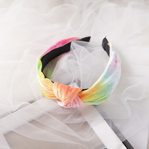 All'ingrosso ragazze Tie Dye velluto cerchietto croce cerchietto popolare fascia - Product Image 4