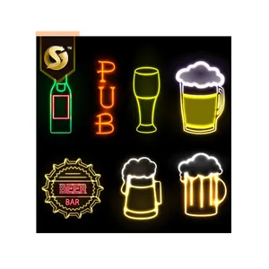 Рождественский акриловый логотип на заказ, светодиодный неоновый настенный знак, кофе, кафе, пиво, любовь, пиво, розовый, неоновая вывеска, передний знак магазина