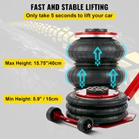 Cric pneumatique triple sac LY pour levage rapide de voiture en 3-5 secondes, 5T (11000 lb), poignée longue réglable en acier inoxydable, 145 PSI max.